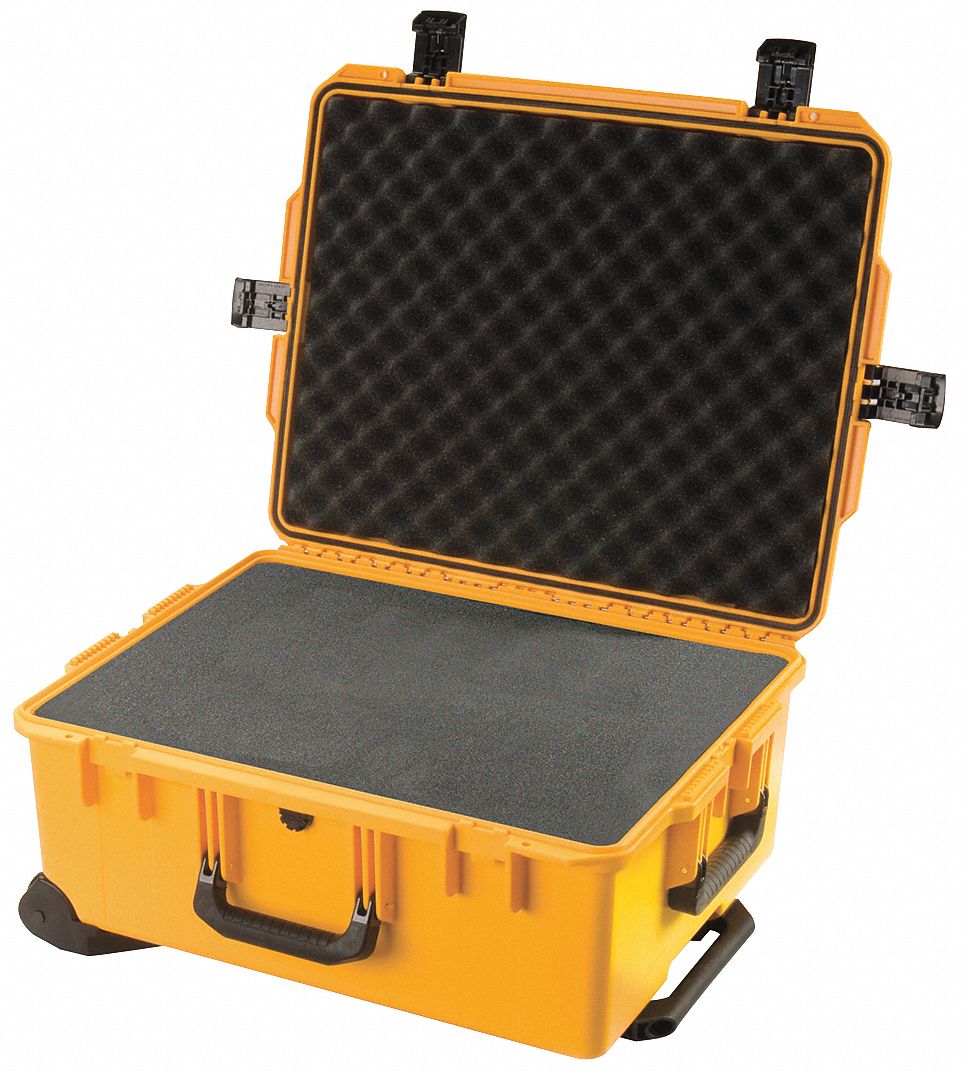 PROTECTIVE CASE, 17 IN X 22 IN X 10 IN INSIDE, FLAT/PICK AND PLUCK/SOLID, YELLOW, MOBILE