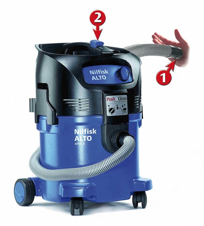 NILFISK Shop Vacuum, 12 gal Tank Size, 113 cfm, 1 1/2 in Vacuum Hose