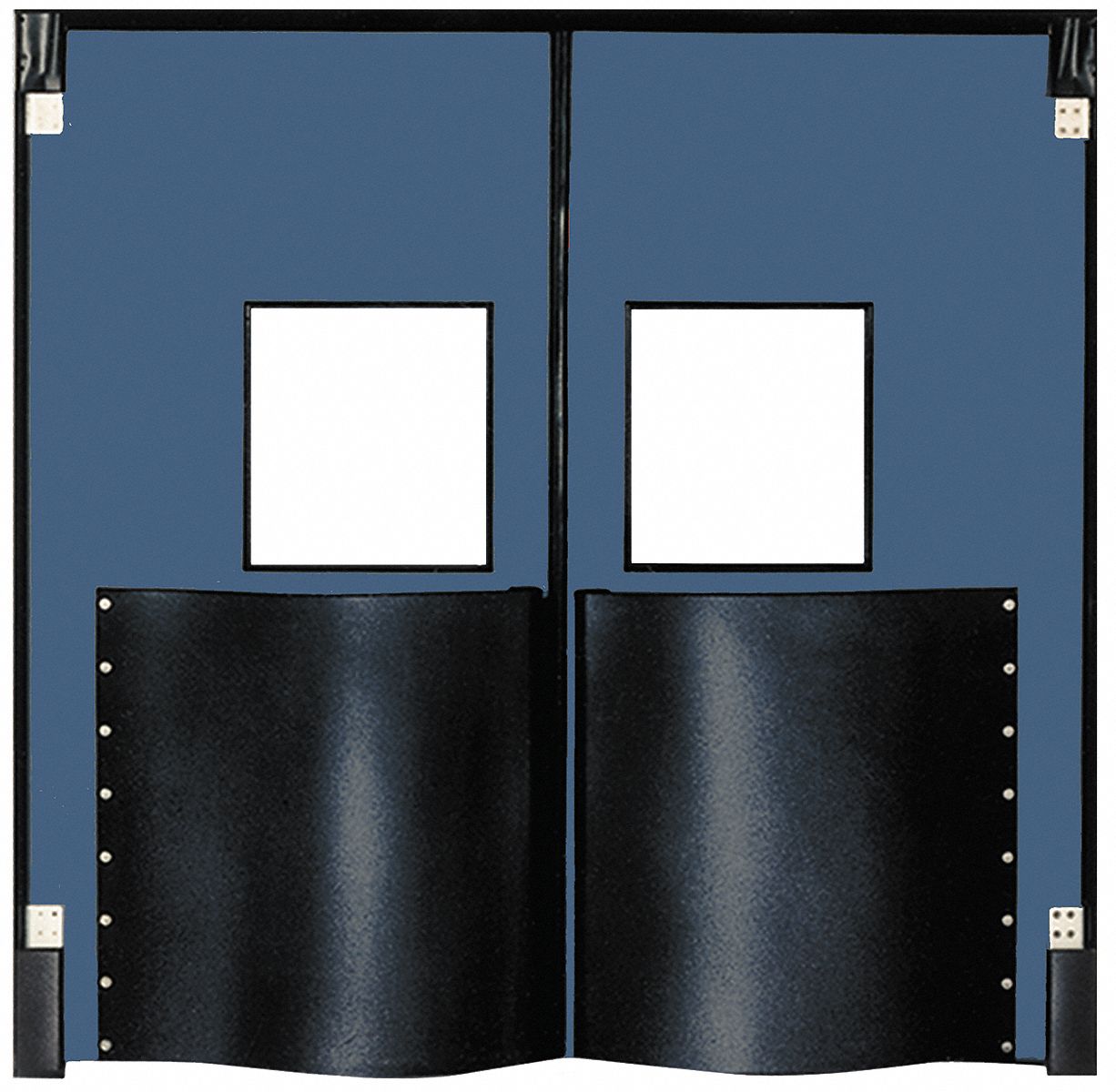 Swinging Door: 2 Doors, 5 ft Door Wd, 8 ft Door Ht, Cadet Blue, 22 in  Window Ht, 1 PR