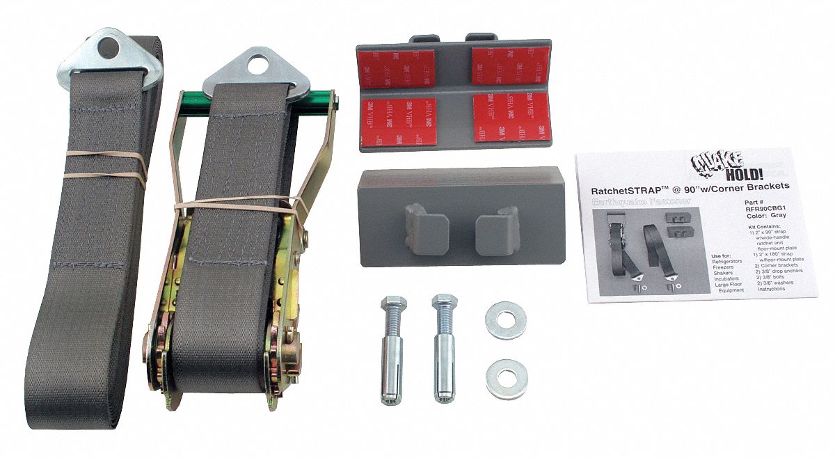 QUAKEHOLD! Ratchet Strap, 4,000 lb Weight Capacity, Gray 12C158RF