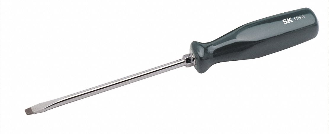 Screwdriver, Slotted, 1/4x6", Round w/Hex