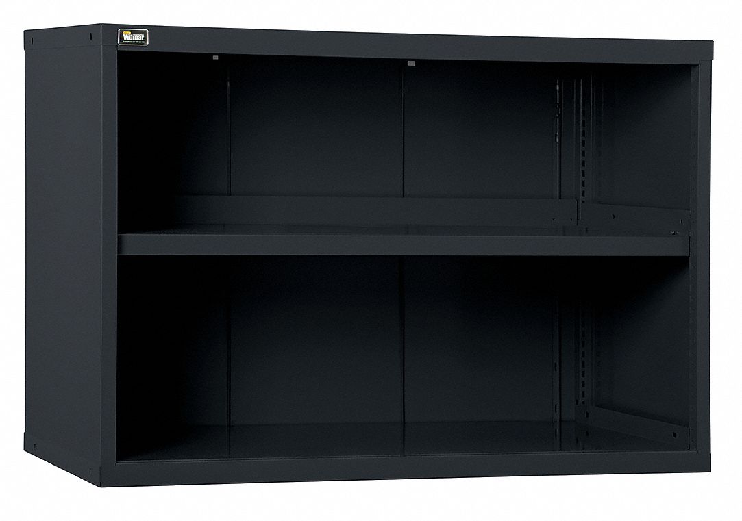 OVERHEAD CABINET, 45 IN X 27¾ IN X 31 IN, 2 FIXED SHELVES, BLACK, ASSEMBLED, BLACK