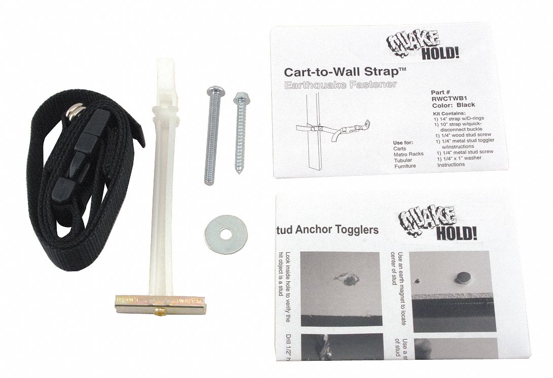 Cart-to-Wall Strap: Nylon, Item to Item Bracing, Screw (Fixture) /Screw (Surface) Mount