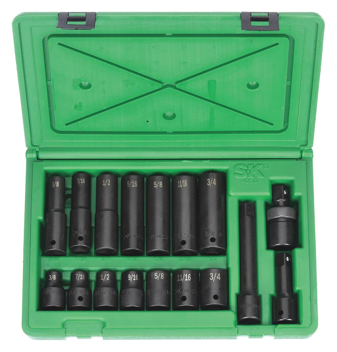 SK PROFESSIONAL TOOLS, 1/2 in Drive Size, 14 Pieces, Impact Socket