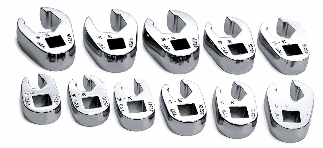 SK PROFESSIONAL TOOLS Crowfoot Socket Wrench Set, Alloy Steel, Chrome