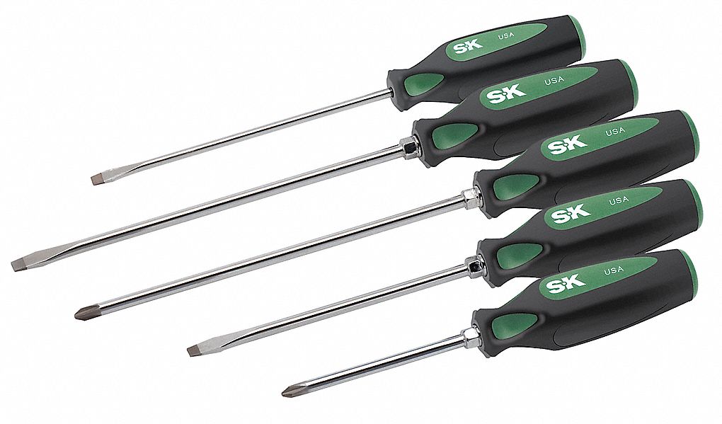 SK PROFESSIONAL TOOLS Screwdriver Set, Slotted/Phillips, 5 Pc - 12D232 ...