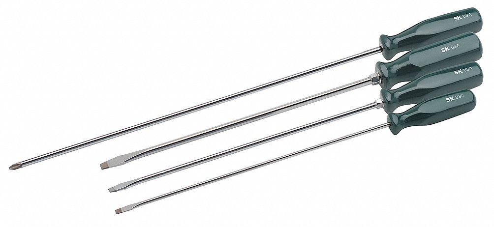 Screwdriver Set, Slotted/Phillips, 4 Pc