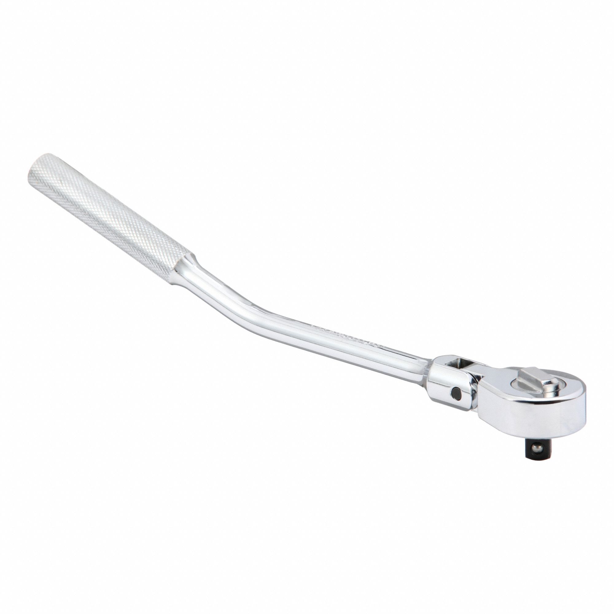 Hand Ratchet: Round, Reversible, 10 3/4 in Overall Lg, Chrome, Non-Magnetic