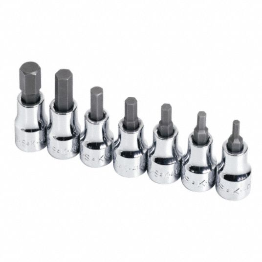 SK PROFESSIONAL TOOLS, 3/8 in Drive Size, 7 Pieces, Socket Bit Set
