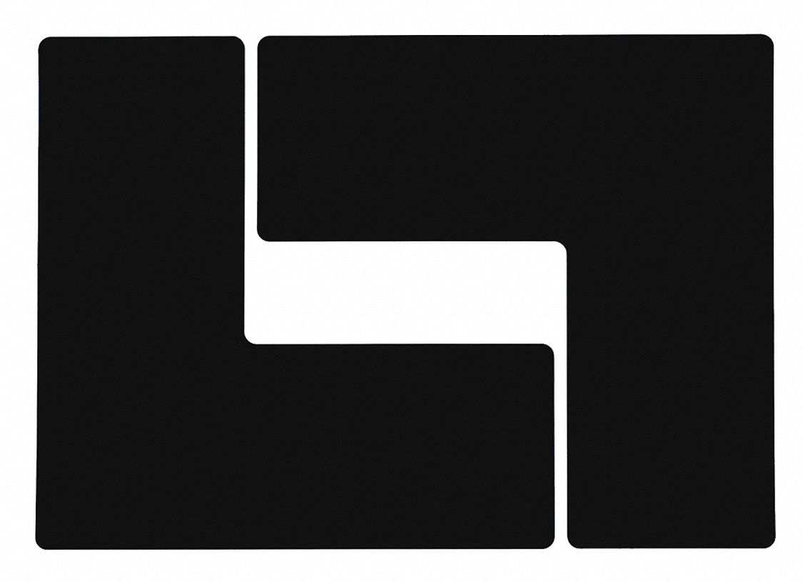 FLOOR MARKING TAPE, L, SOLID, BLACK, NO LEGEND, 4 IN X 10 IN, 8 MIL THICKNESS, BRADY, TOUGHSTRIPE, 20 PK