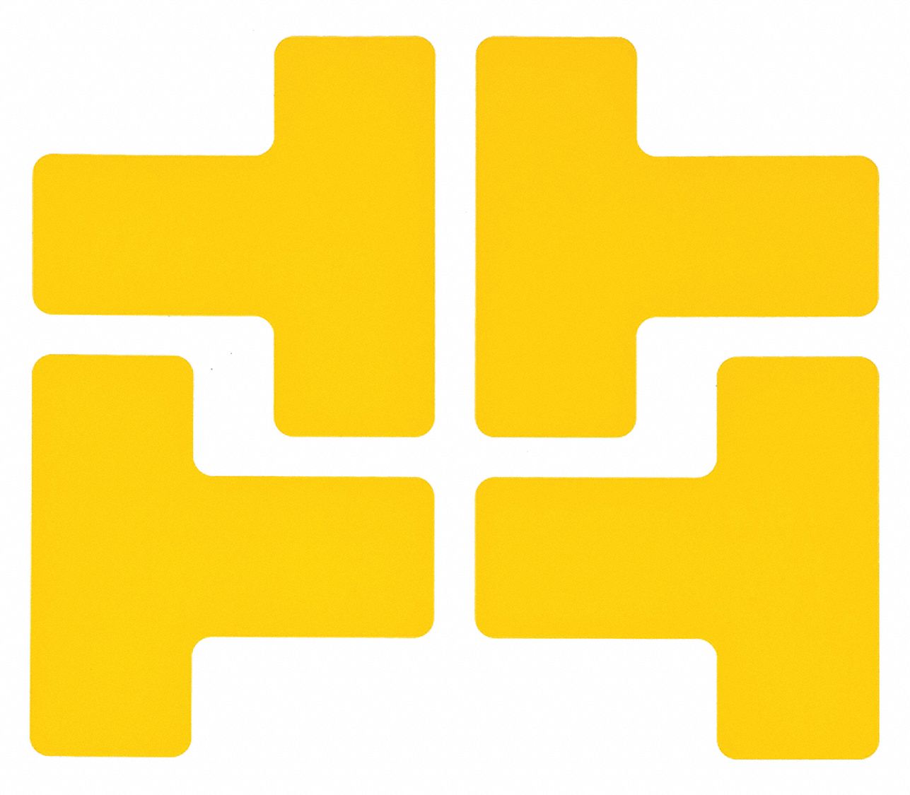 FLOOR MARKING TAPE, T, SOLID, YELLOW, NO LEGEND, 2 IN X 5 IN, 8 MIL THICKNESS, BRADY, TOUGHSTRIPE, 20 PK