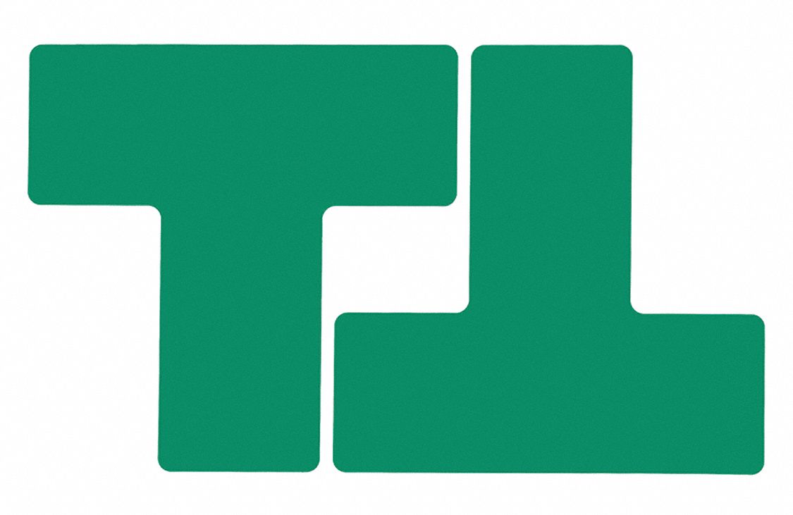 FLOOR MARKING TAPE, T, SOLID, GREEN, NO LEGEND, 3 IN X 8 IN, 8 MIL THICKNESS, BRADY, TOUGHSTRIPE, 20 PK