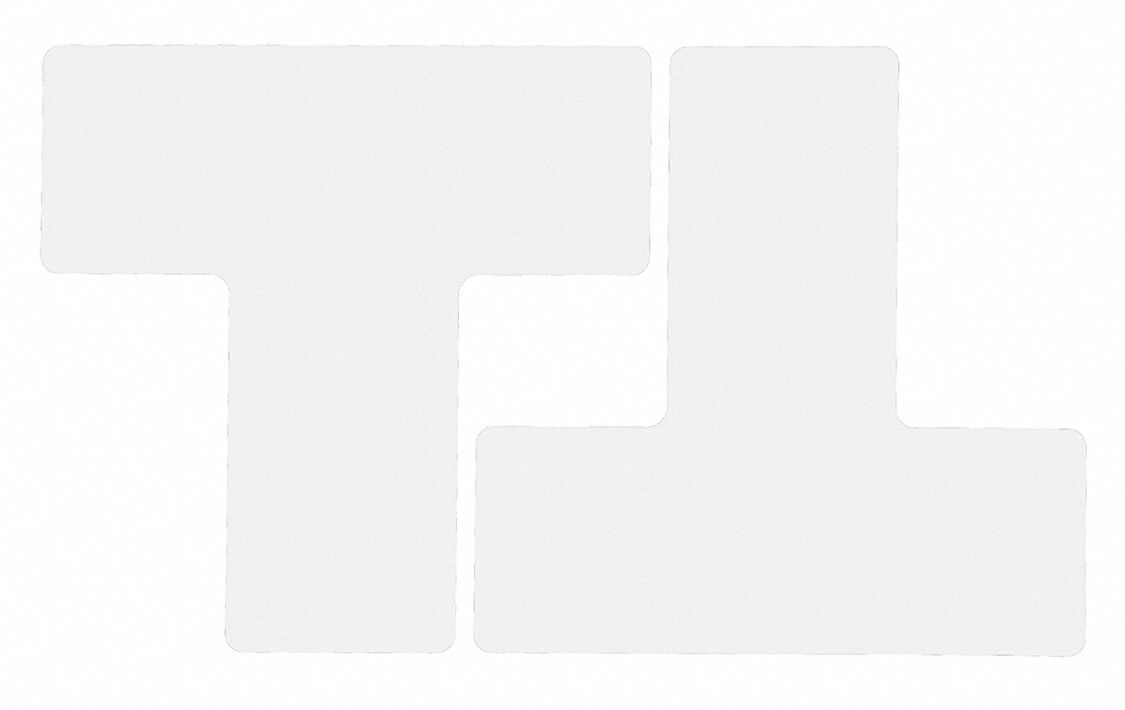 FLOOR MARKING TAPE, T, SOLID, WHITE, NO LEGEND, 3 IN X 8 IN, 8 MIL THICKNESS, BRADY, TOUGHSTRIPE, 20 PK