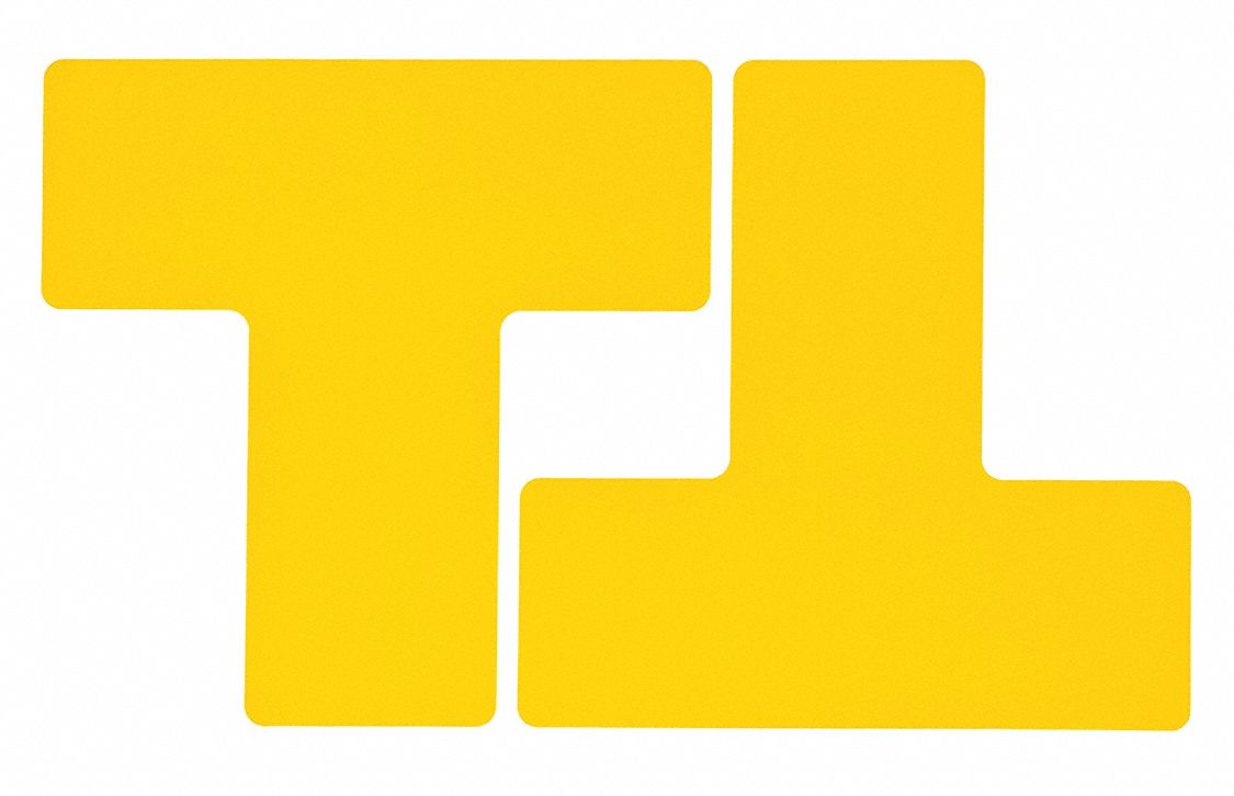 FLOOR MARKING TAPE, T, SOLID, YELLOW, NO LEGEND, 3 IN X 8 IN, 8 MIL THICKNESS, BRADY, TOUGHSTRIPE, 20 PK