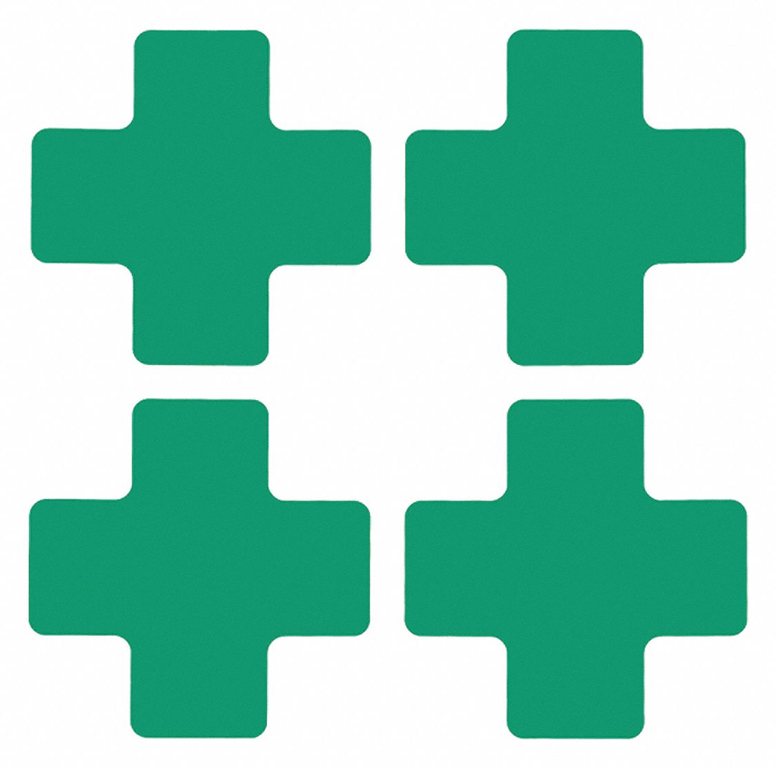 FLOOR MARKING TAPE, CROSS, SOLID, GREEN, NO LEGEND, 2 IN X 5 IN, 8 MIL THICKNESS, BRADY, B-514, 20 PK