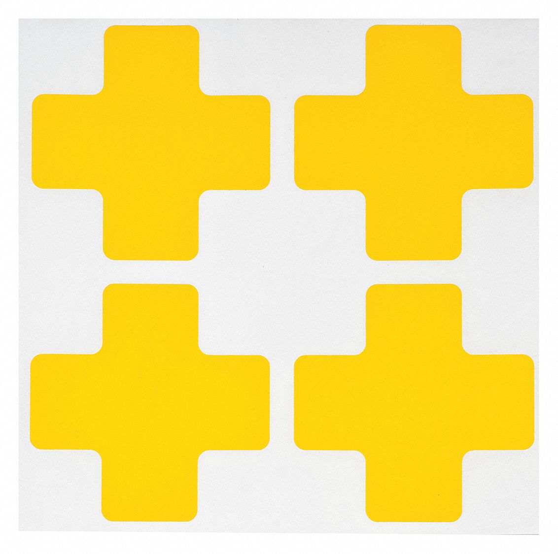 FLOOR MARKING TAPE, CROSS, SOLID, YELLOW, NO LEGEND, 2 IN X 5 IN, 8 MIL THICKNESS, BRADY, B-514, 20 PK