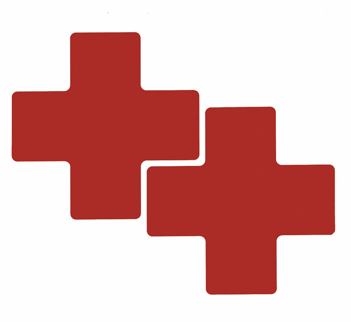 FLOOR MARKING TAPE, SOLID, RED FLR CROSS 3IN X 8IN B514, 20 PK