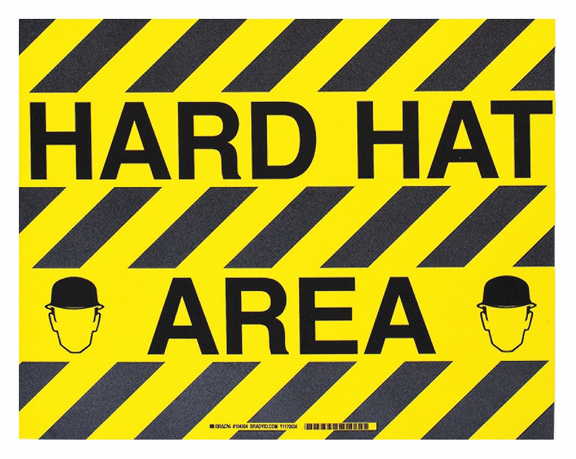 BK/YL HARD HAT AREA W/SYM 14INX18IN