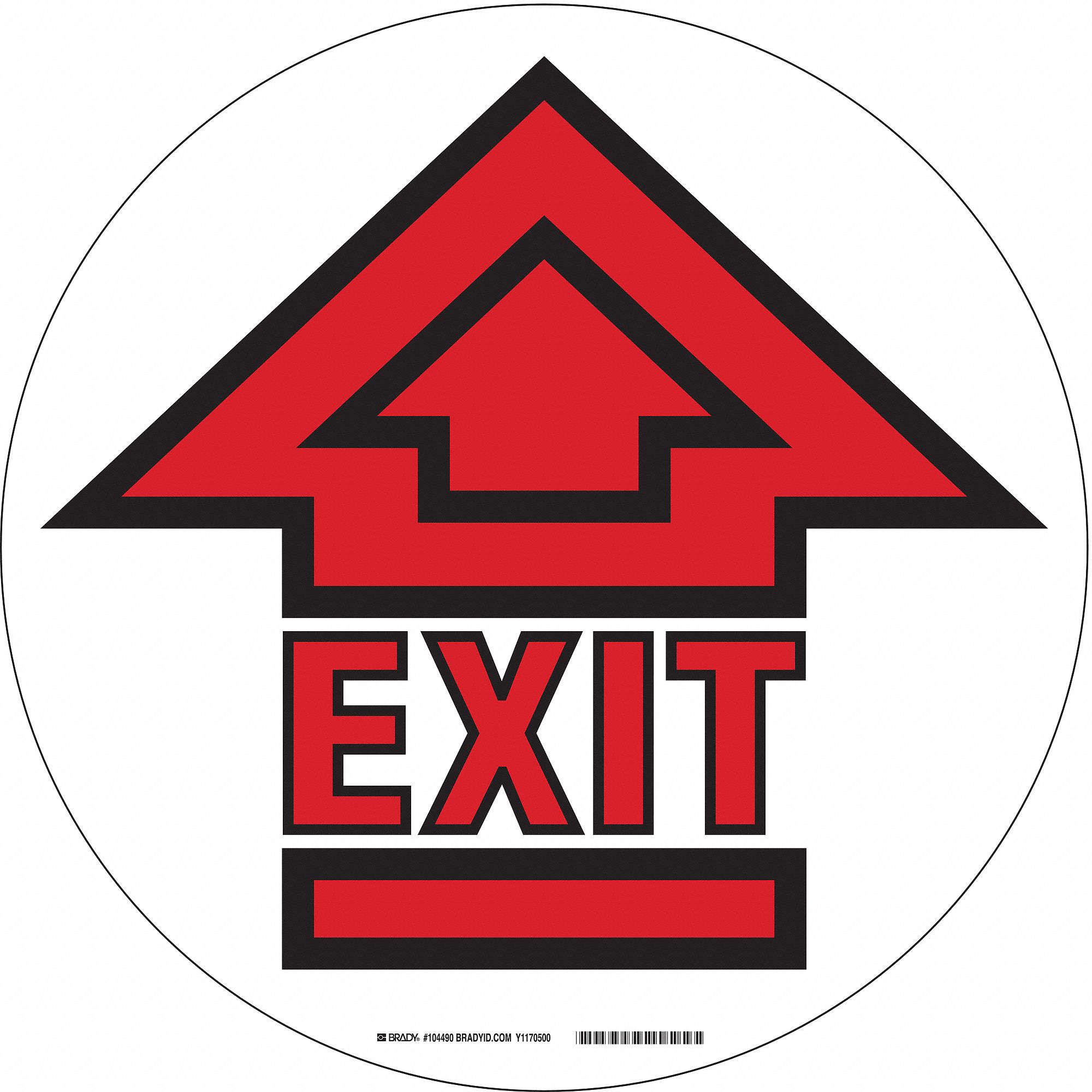 RD/BK/WT EXIT ARROW W/SYM 17IN