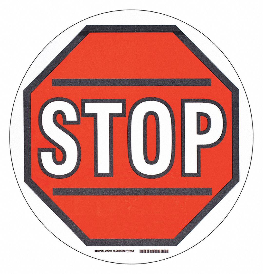 RD/BK//WT STOP W/SYMBOL 17IN B534FS