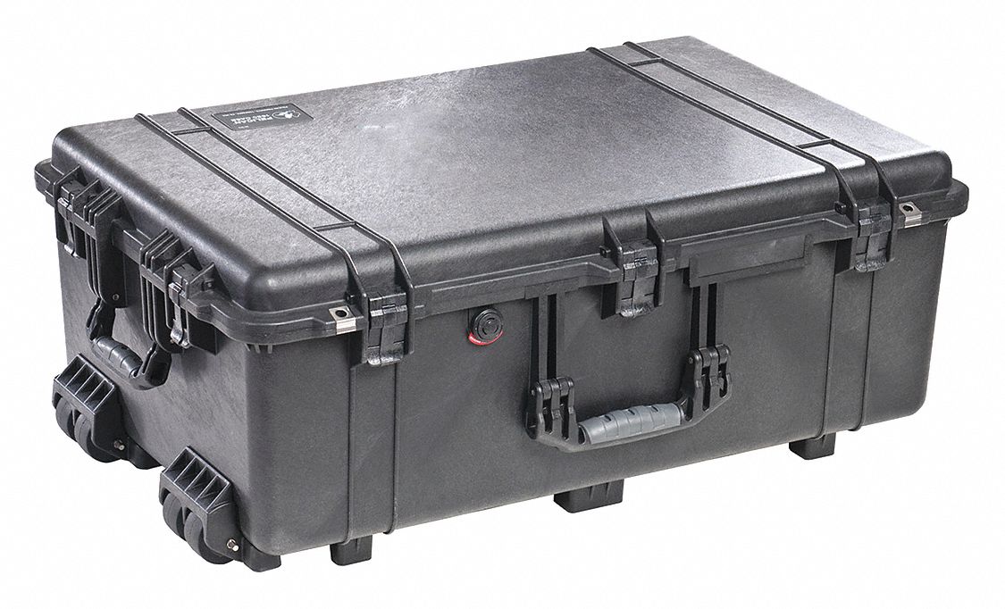 PROTECTIVE CASE, AIR, W/FOAM, WHEELS, O-RING, RETRACT HANDLE, BLACK, 78.1 X 52 X 29.5 CM, PP/PUR/SS