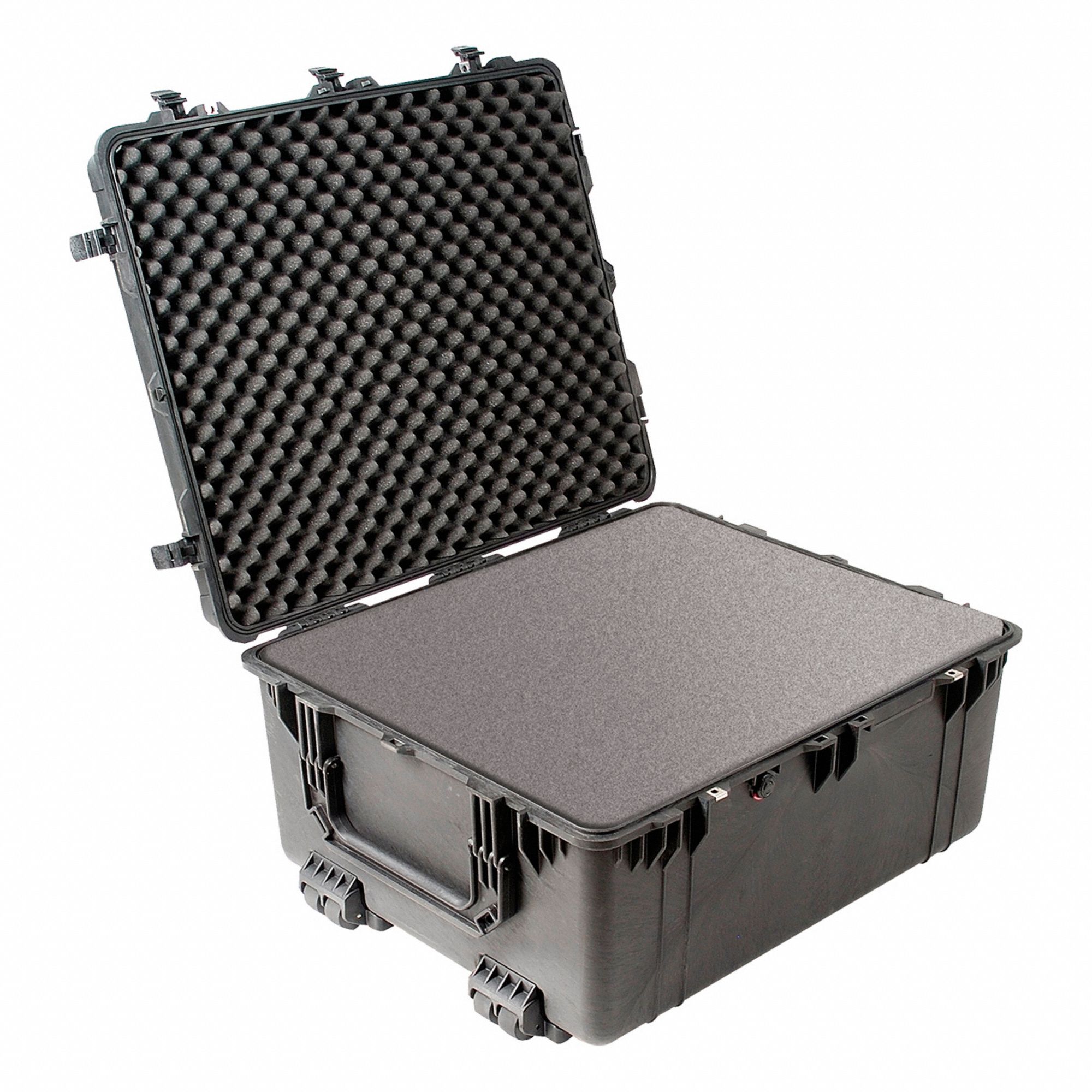 PROTECTIVE CASE, AIR, W/FOAM, 4 WHEELS, FOLD DOWN HANDLES, BLACK, 84.7 X 72.2 X 46.3 CM, PP/PUR/SS