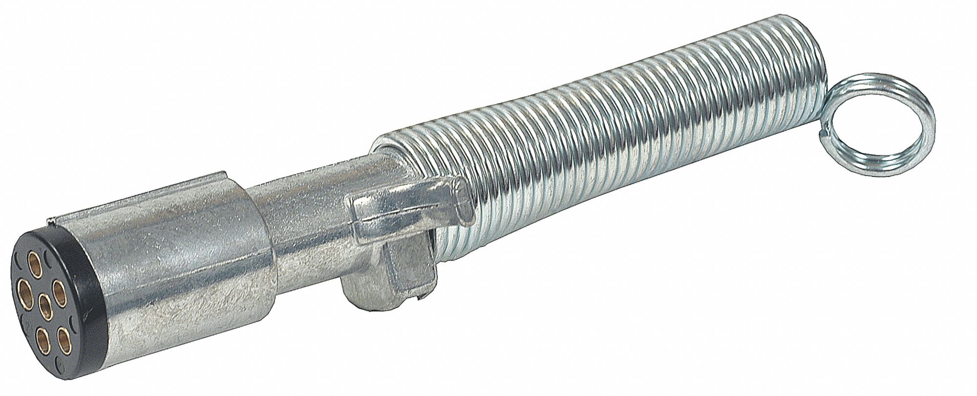 6-POLE PLUG W PLATED STEEL CABLE GUARD, 2, 1/4 IN MOUNTING HOLES, DIE-CAST ZINC HOUSING/BRASS PINS