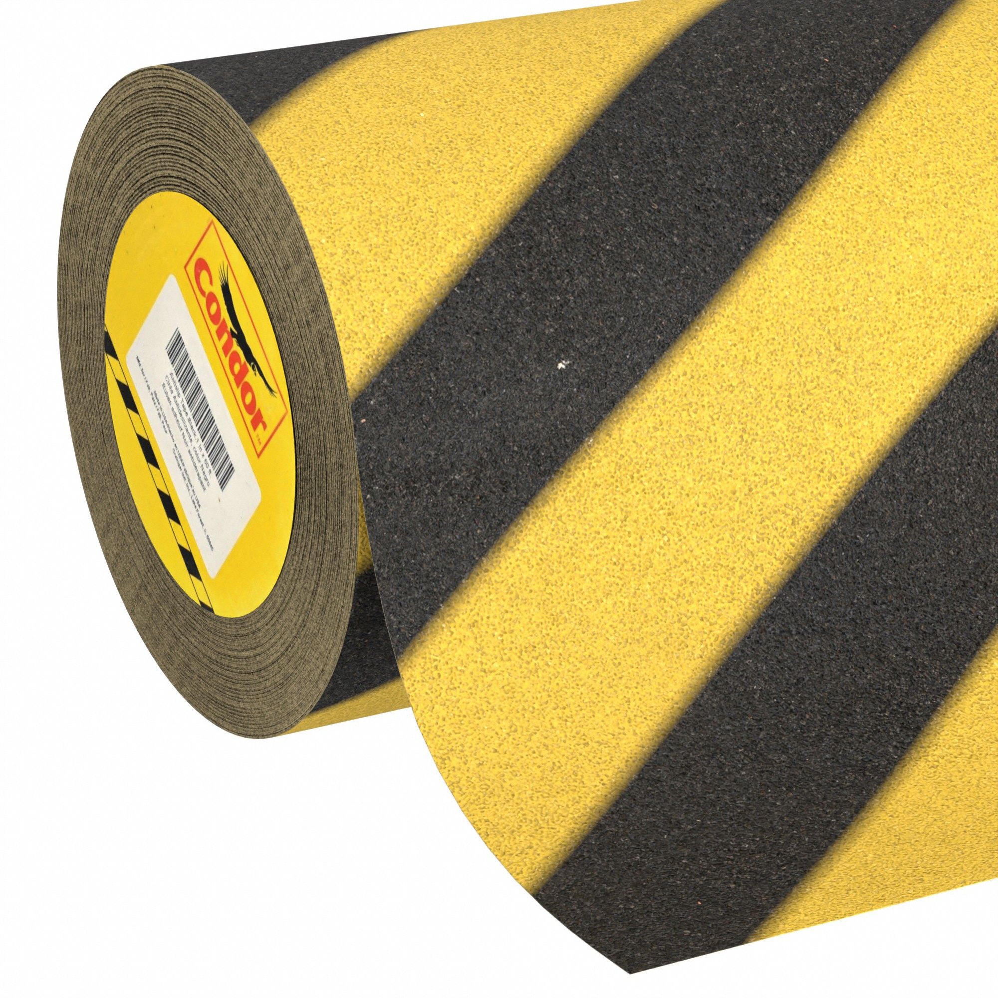 ANTISLIP TAPE, COARSE, 60 GRIT SIZE, STRIPED, BLACK/YELLOW, 12 IN X 60 FT, 32 MIL THICK
