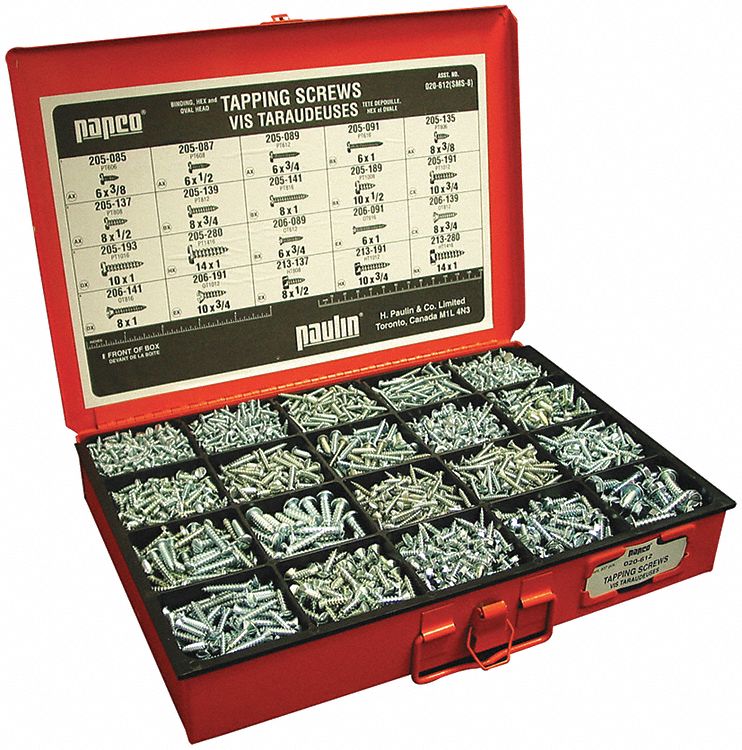 PAPCO SLOT TAPPING SCREWS ASSORTMENT, PAN/OVAL/HEX SLOT SCREWS, 937