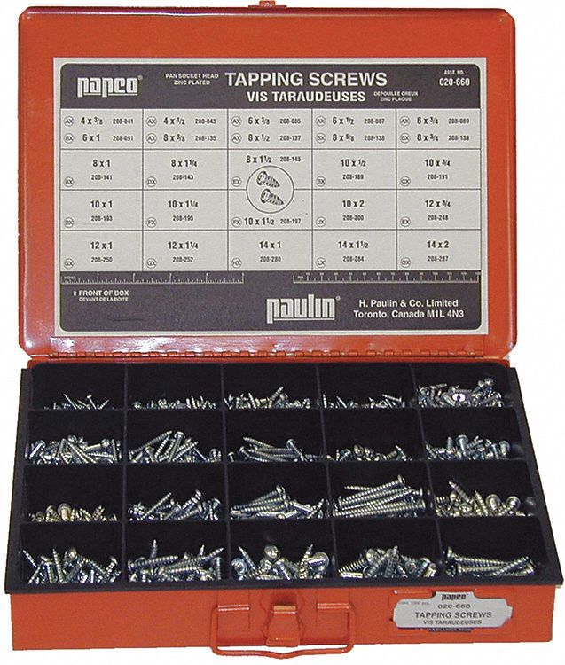 PAPCO TAPPING SCREWS ASSORTMENT, PAN SOCKET HEAD TAPPING SCREWS, 25