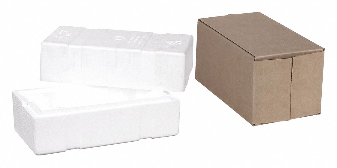 Laboratory Mailer: Bottle Holds Container, 5 5/8 in Outside Ht, 10 7/8 in Outside Lg, Polystyrene