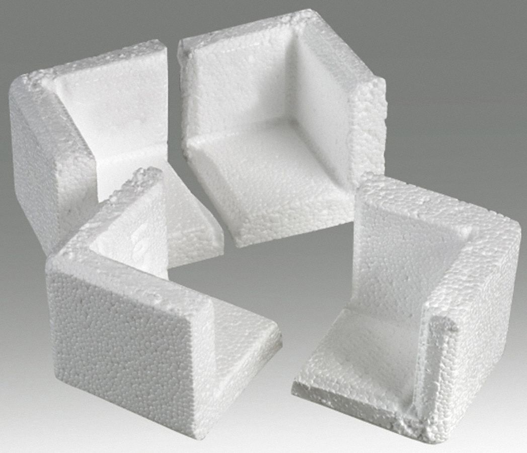 POLAR TECH Corner Protector, EPS Foam, 3 3/4 in Length, 3 3/4 in Height