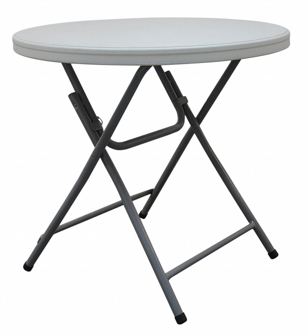 Round Folding Cocktail Table, 29 in Height, 32 in Diameter, White ...