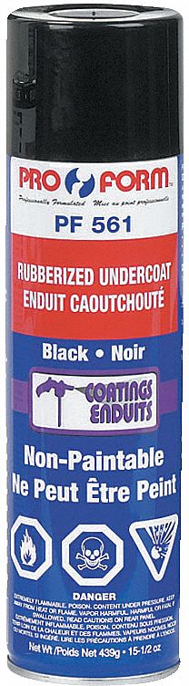 RUBBERIZED UNDERCOATING SPRAY, AEROSOL CAN, NON-PAINTABLE, 342 G/L VOC, BLACK, 15 1/2 OZ