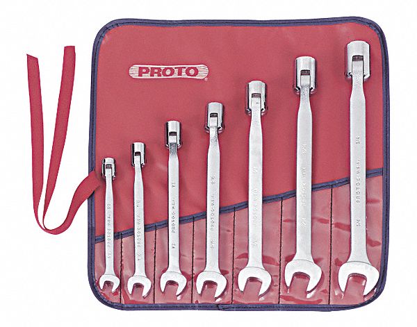 COMBINATION WRENCH SET, ALLOY STEEL, SATIN, 4 TOOLS, 7/16 IN TO⅝ IN HEAD SIZES