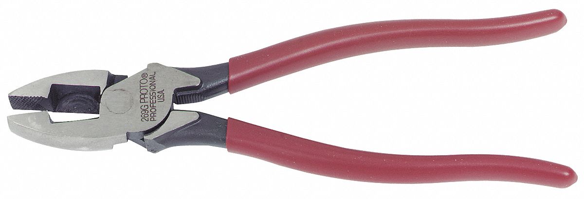 LINEMANS PLIER, 9 1/4 IN OVERALL L, 1 1/4 IN JAW L, 1 1/8 IN JAW W, 5/8 IN JAW THICK