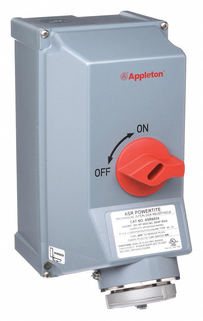 Mechanical Interlock Device: Non-Fused, 60 A, 208/240/480/600V AC, 50 hp Horsepower Rating