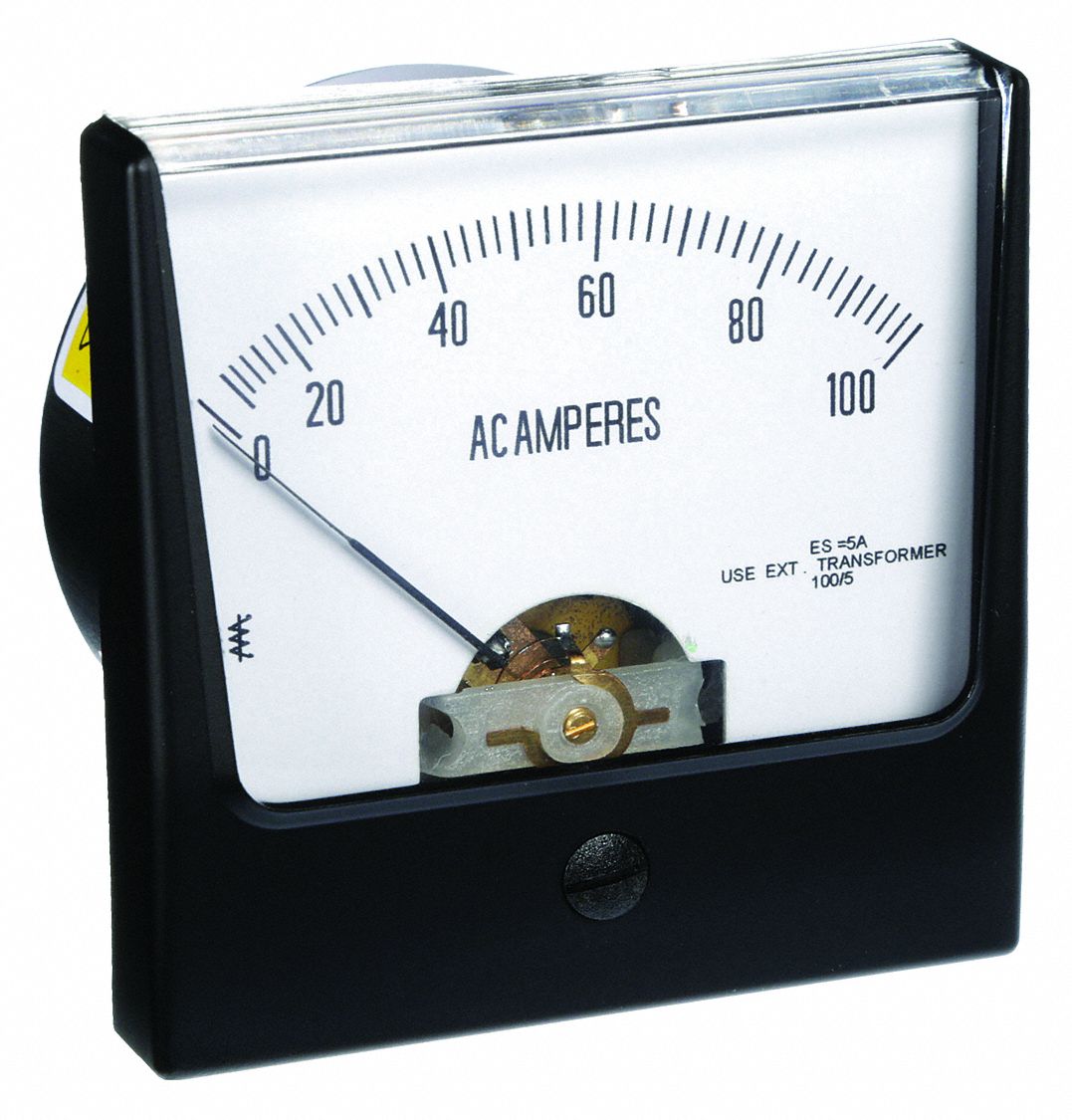 Analog Panel Meter: AC Current, 0 A – 100 A, +/-1.5% Accuracy, 12G391, Moving Iron