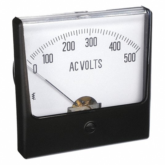 AC Volt, 0 to 500AC V, Analog Panel Meter - 12G412