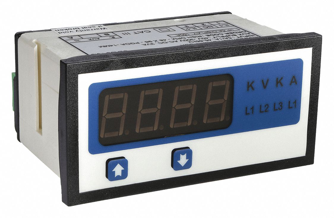 Digital Panel Meter: 0 Display Span - Min, 150 Display Span - Max, 12G479, 0 A – 5 A
