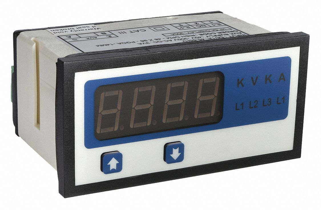Digital Panel Meter: 0 Display Span - Min, 300 Display Span - Max, 12G481, 0 A – 5 A