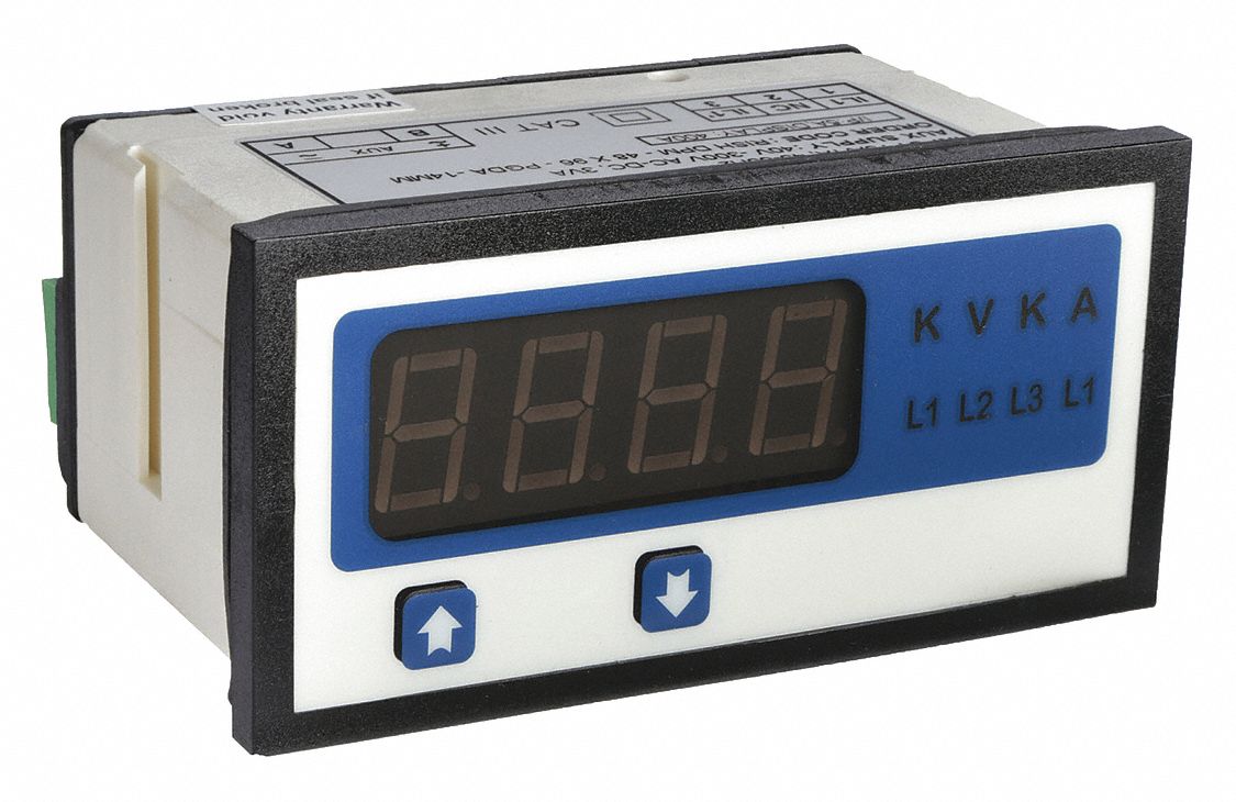 Digital Panel Meter: 0 Display Span - Min, 400 Display Span - Max, 12G482, 0 A – 5 A