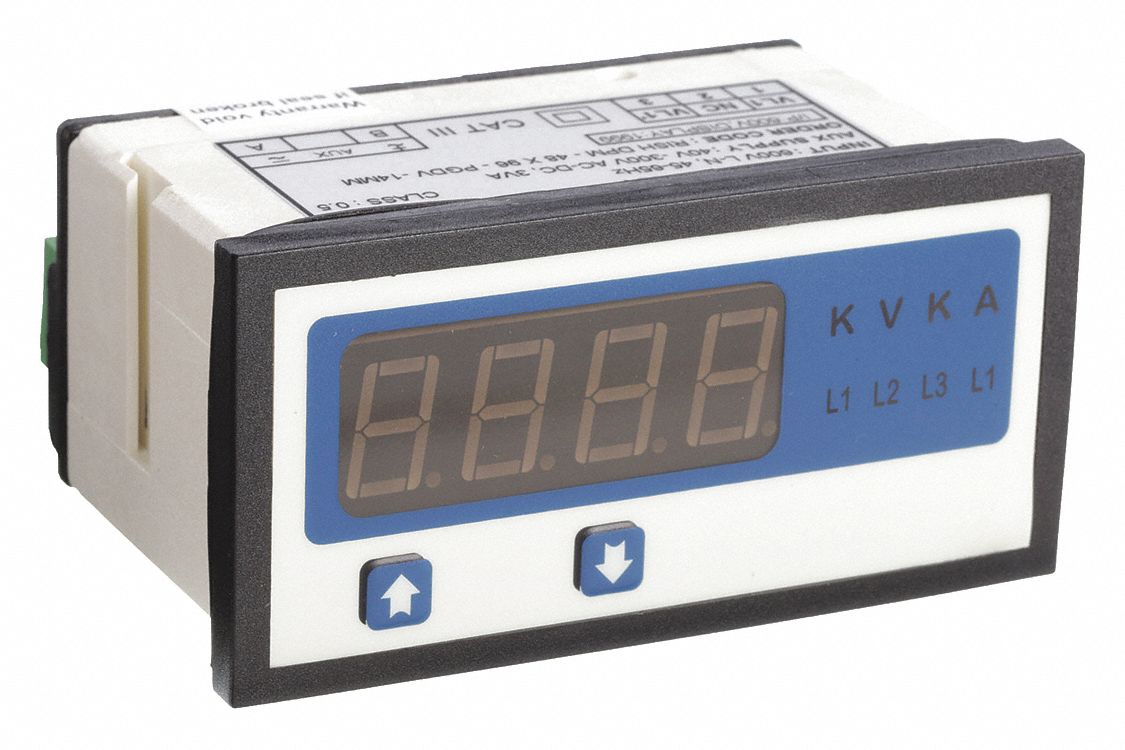 Digital Panel Meter: 1, 999 Display Span - Max, 40 V AC – 300 V AC, 12G490, 1, 999