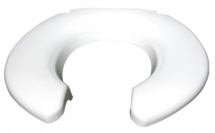 Toilet Seat: White, Stainless Steel, Slow Close Hinge, 2 1/2 in Seat Ht, Open, Std