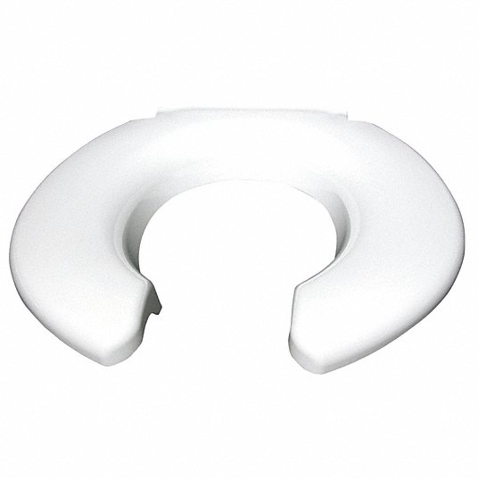 Toilet Seat: White, Stainless Steel, Slow Close Hinge, 2 1/2 in Seat Ht, Open, Std
