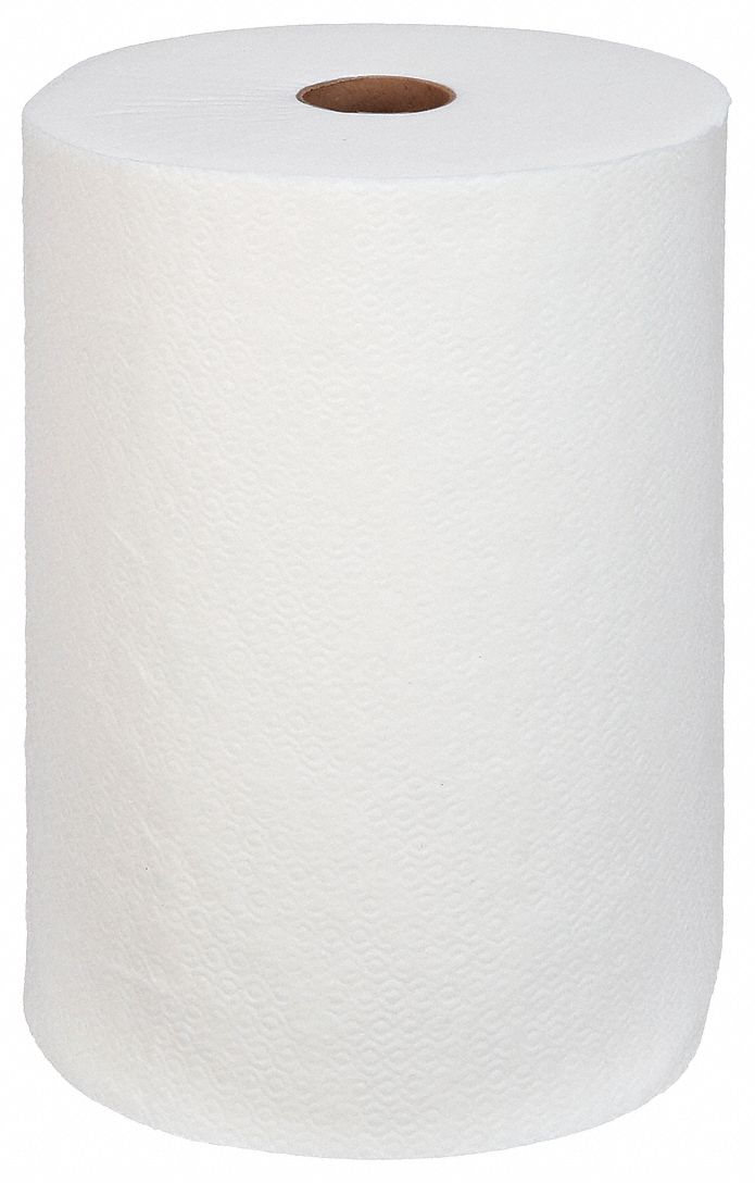 Dry Wipe Roll: Continuous Roll, Moderate Absorbency, Good Wet Strength, White, 6 PK