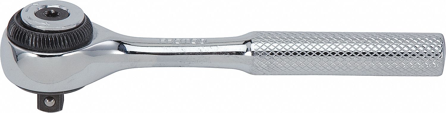 HAND RATCHET, 4 1/2 IN, CHROME, 1/4 IN