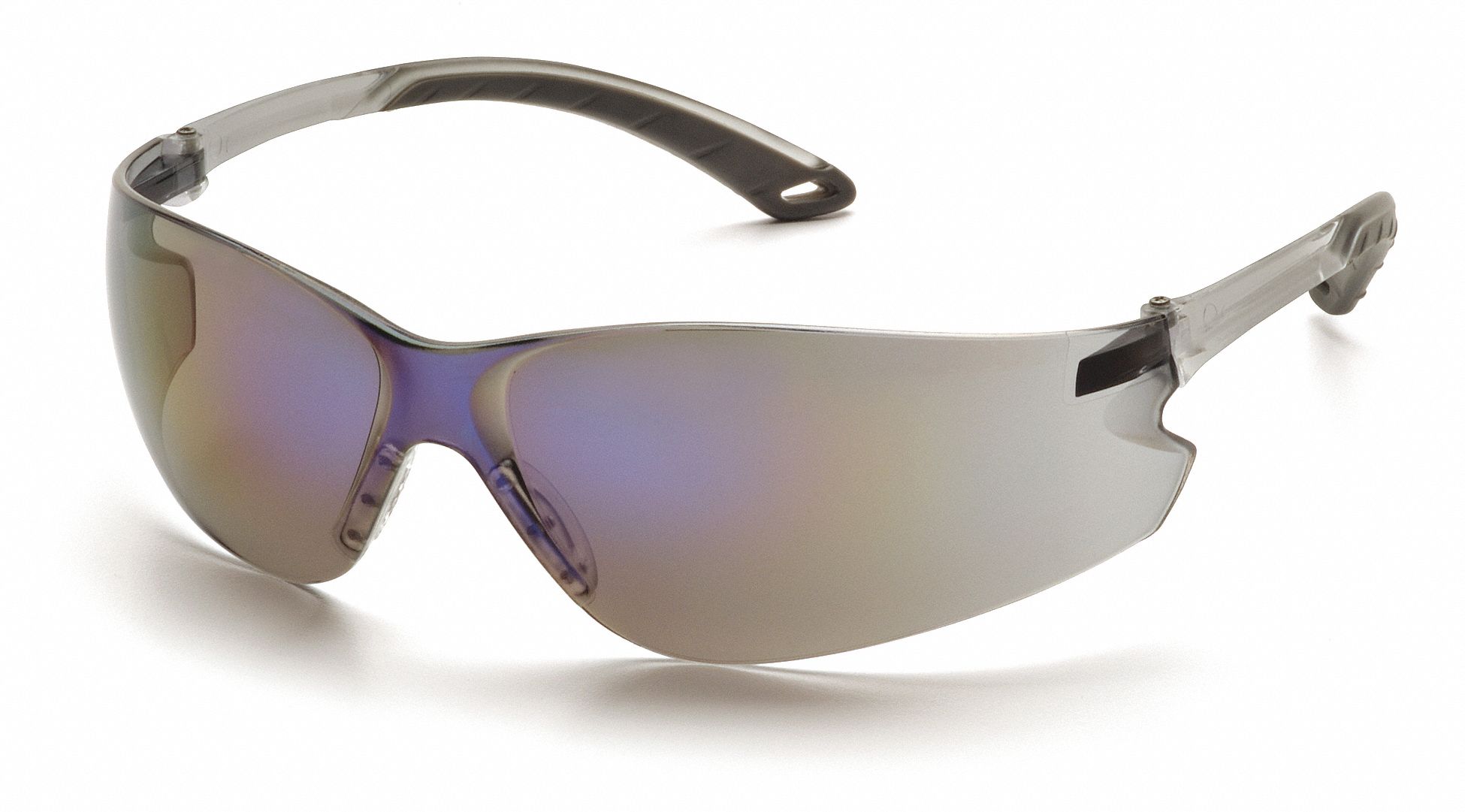 LUNETTES DE SÉCU,PROTECTN UV,RÉSIST RAYURES,UNIVERSEL,CSA/ANSI,MIROIR GRIS/BLEU,PC