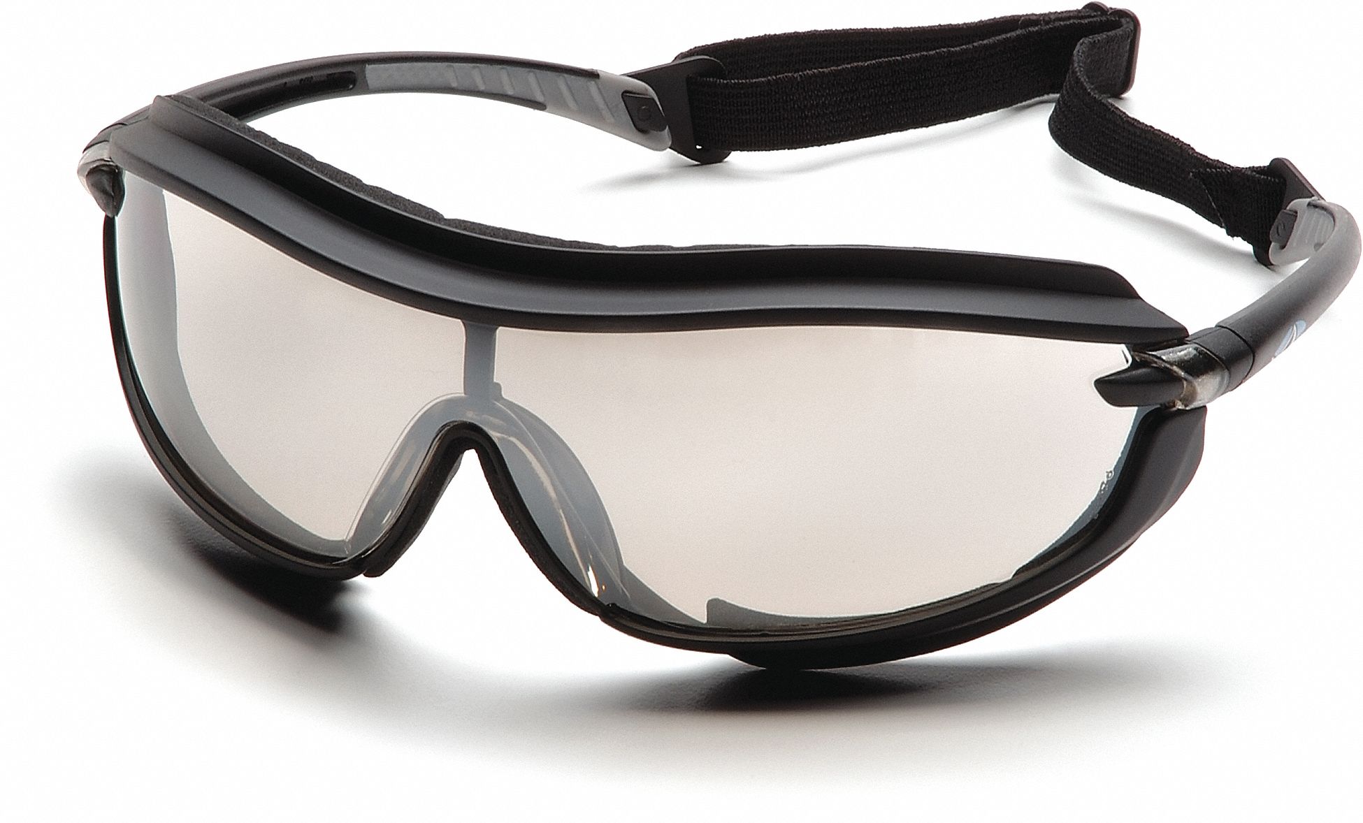 SAFETY GLASSES, FULL-FRAME, UV-PROTECT, ANTI-FOG, DUST SEAL, PADDED, BLACK/MIRROR, POLYCARBONATE