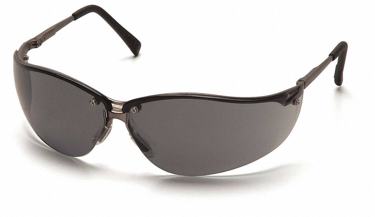 LUNETTES SEC UNISEXE, CSA/ANSI, RÉSISTE RAYURES/PROT UV, LENTILLE GRISE/MONTURE MÉTALLIQUE, PC